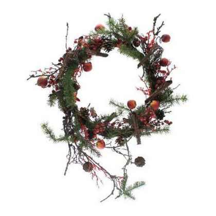 Corona con bacche/frutta natalizia decorativa Ø30 cm - colore verde/rosso - addobbo natale