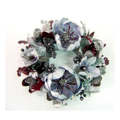 Corona natalizia con fiori Ø25 cm - colore argento/viola - decorazione natale addobbo