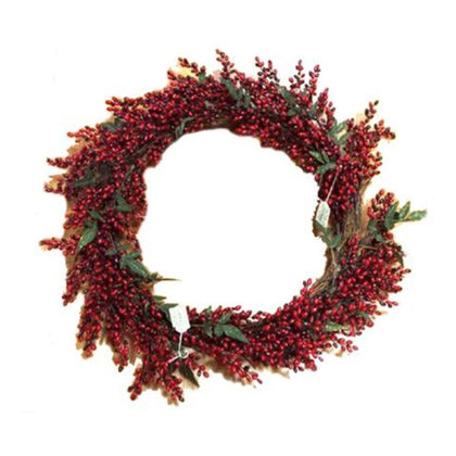 Corona natalizia decorata con bacche Ø75 cm - colore rosso - decorazione natale addobbo