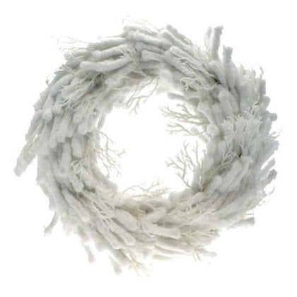 Corona natalizia innevata Ø60 cm - colore bianco - decorazione natale addobbo