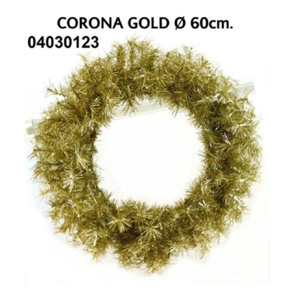 Corona natalizia decorata 160 rami Ø60 cm - verde/oro - decorazione natale addobbo