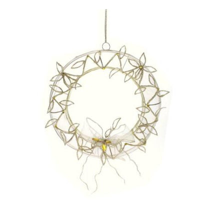 Corona pendente natalizia con organza per addobbo natale Ø26 cm - oro