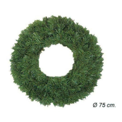 Corona pendente natalizia fantasia pino verde Ø75 cm 175 rami - addobbo di natale