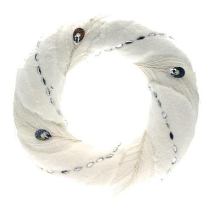 Corona pendente natalizia Ø47 cm - colore bianco - addobbo decorazione natale