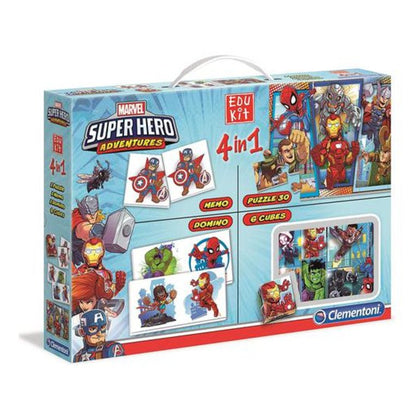 Edukit Superhero - 4 giochi in 1  - Puzzle + Memo + Domino + Cubi