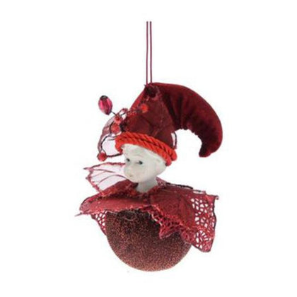 Elfo decorato pendente palla per albero di natale 13 cm - colore rosso