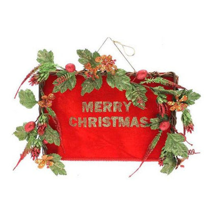 Decorazione di natale per porta h23x33 cm - colore rosso - addobbo natalizio