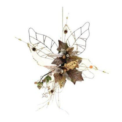 Decorazione farfalla di natale per porta h38 cm - colore oro/rame - addobbo natalizio
