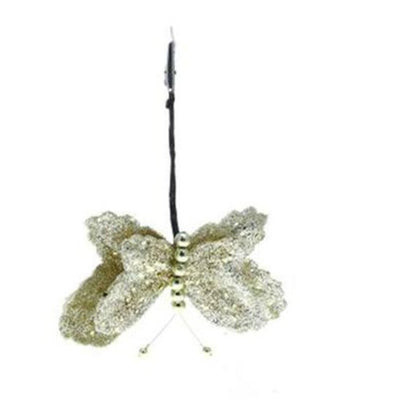 Farfalla con clip 18 cm decorazione addobbo albero di natale - oro