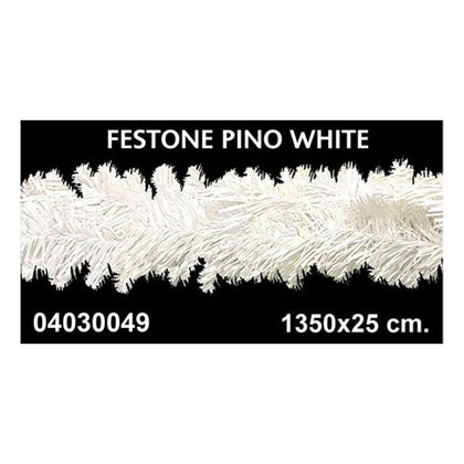 Festone natalizio in pino bianco 1350x25 cm - decorazione addobbo natale