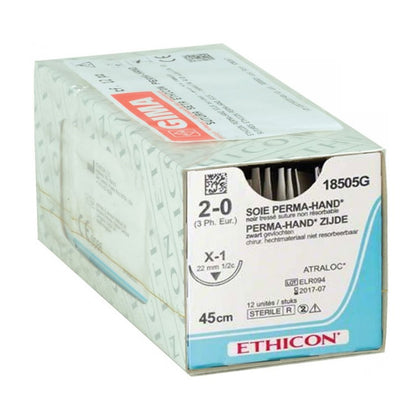 Sutura Seta Ethicon Perma-Hand - 2/0 Ago 22 mm - Conf. 12 Pz.