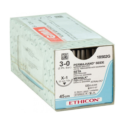 Sutura Seta Ethicon Perma-Hand - 3/0 Ago 22 mm - Conf. 12 Pz.