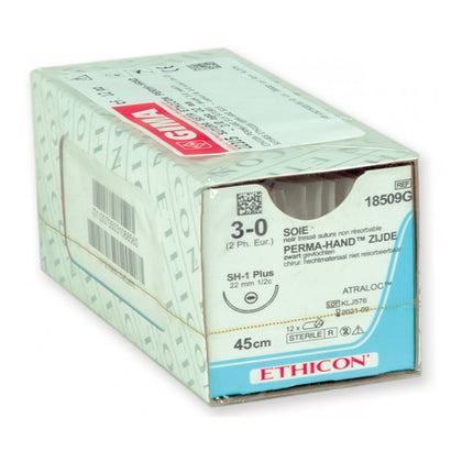 Sutura Seta Ethicon Perma-Hand - 3/0 Ago 22 mm - Conf. 12 Pz.