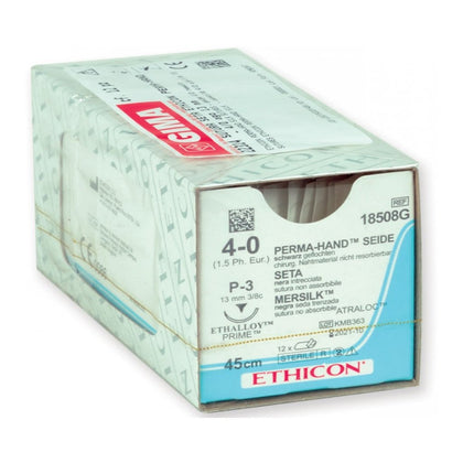 Sutura Seta Ethicon Perma-Hand - 4/0 Ago 13 mm - Conf. 12 Pz.