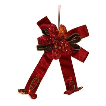 Fiocco pendente per albero natale 20 cm - colore rosso - decorazione addobbo natalizio