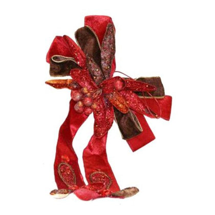 Fiocco pendente per albero natale 36 cm - colore rosso - decorazione addobbo natalizio