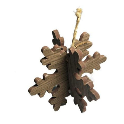 Fiocco di neve pendente 4D per albero natale 12 cm - colore legno NAC - decorazione addobbo natalizio