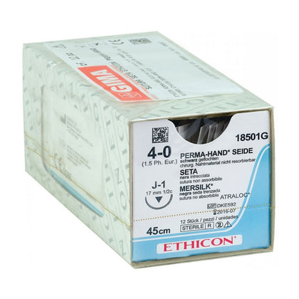 Sutura Seta Ethicon Perma-Hand - 4/0 Ago 17 mm - Conf. 12 Pz.