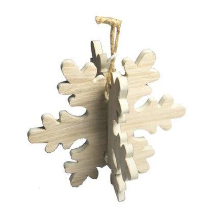 Fiocco di neve pendente 4D per albero natale 12 cm - colore legno NAE - decorazione addobbo natalizio