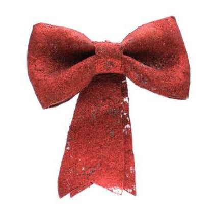 Fiocco con glitter h50 cm per albero natale - colore rosso - decorazione addobbo natalizio