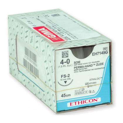 Sutura Seta Ethicon Perma-Hand - 4/0 Ago 19 mm - Conf. 12 Pz.