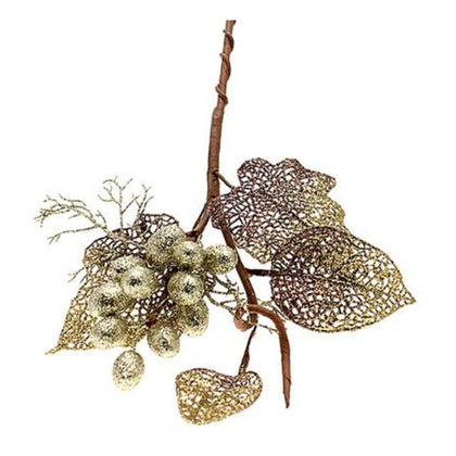 Fiore pendente con 4 foglie per albero natale 38 cm - colore oro - addobbo decorazione natalizia