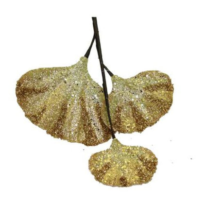 Fiore decorato glitter 50 cm per albero natale - colore oro - addobbo decorazione natalizia