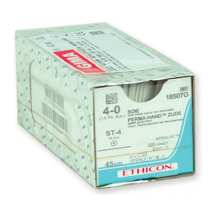 Sutura Seta Ethicon Perma-Hand - 4/0 Ago 19 mm - Retta - Conf. 12 Pz.