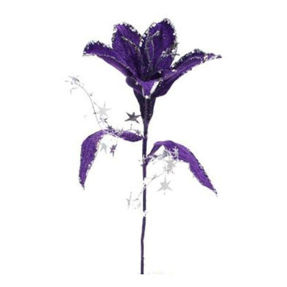 Fiore decorato per albero natale - colore viola - addobbo decorazione natalizia