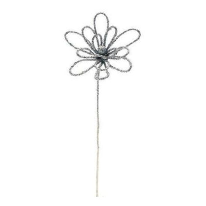 Fiore decorato addobbo decorazione natale 40 cm - colore argento