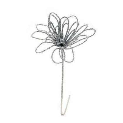 Fiore decorato addobbo decorazione natale 48 cm - colore argento