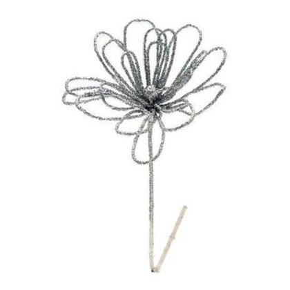 Fiore decorato addobbo decorazione natale 50 cm - colore argento