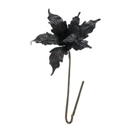 Fiore stella decorata addobbo decorazione natale 70 cm - colore nero/argento