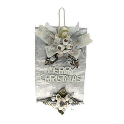Decorazione porta Angelo natalizio - colore argento/bianco - addobbo natale