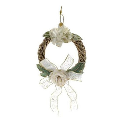 Decorazione per porta corona natalizia 20 cm - colore crema/oro - addobbo di natale