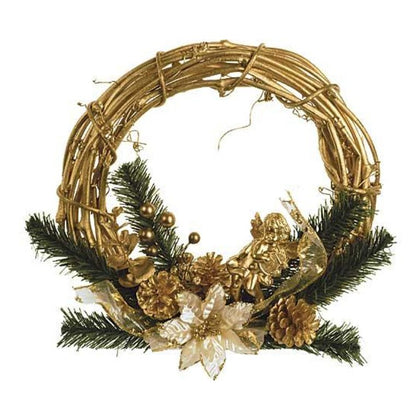 Decorazione per porta corona natalizia 30 cm - colore crema/oro - addobbo di natale