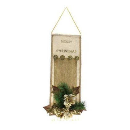 Decorazione per porta pergamena h55x21 cm - colore oro/crema - addobbo di natale