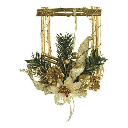 Decorazione per porta Quadretto 20x15 cm - colore oro/crema - addobbo natale