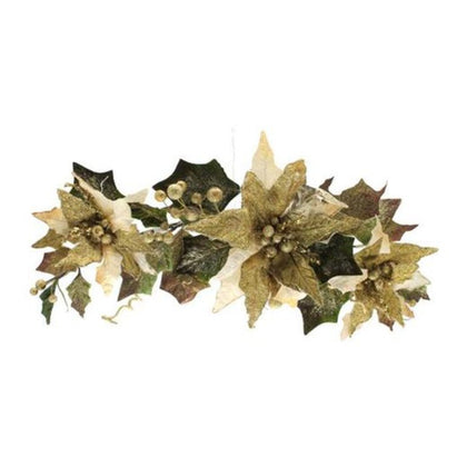 Ghiarlanda natalizia decorata 50 cm - colore oro/crema - addobbo decorazione natale