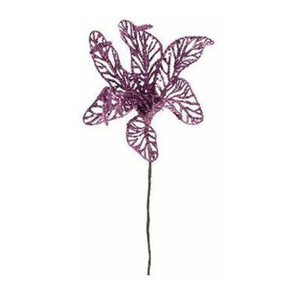 Giglio natalizio 15 cm - colore viola - decorazione addobbo natale