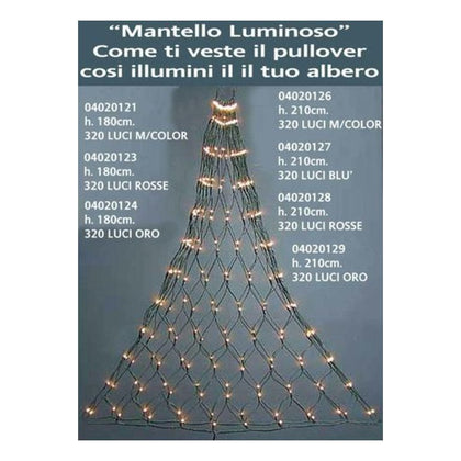 Mantello catena luminosa per albero natale 320 Luci h180 cm - luci oro - decorazione addobbo natalizio