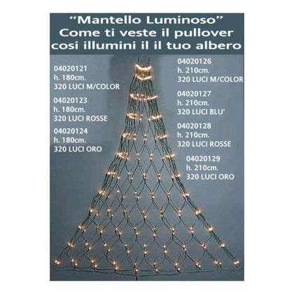 Mantello catena luminosa per albero natale 320 Luci h210 cm - luci multicolore