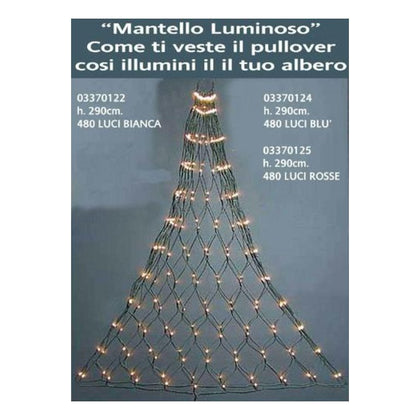 Mantello catena luminosa per albero natale 480 Luci h290 cm - luci rosse