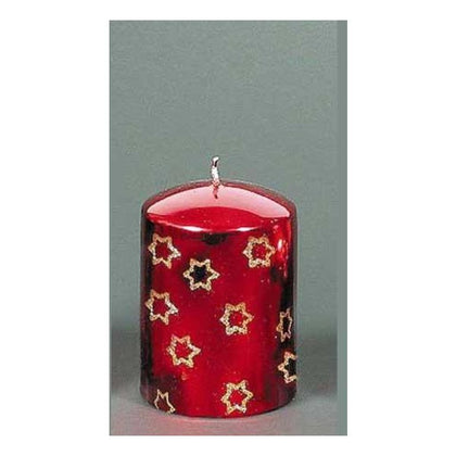 Candela natalizia decorata 100x75 mm - colore rosso - addobbo natale