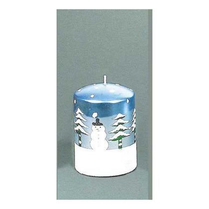 Candela natalizia decorata 100x75 mm - colore blu/bianco - addobbo natale