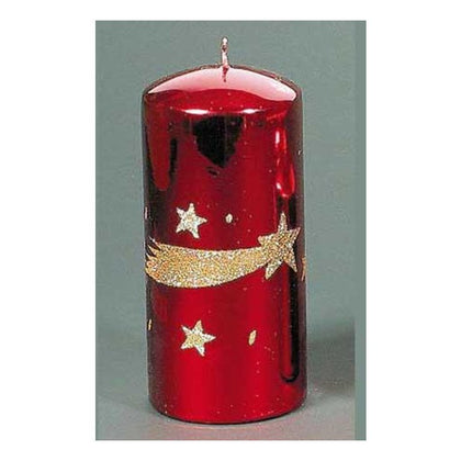 Candela natalizia decorata 160x75 mm - colore rosso - addobbo natale