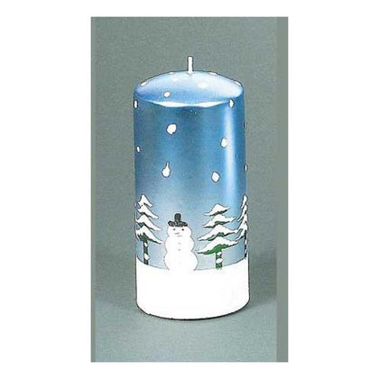 Candela natalizia decorata 160x75 mm - colore blu/bianco - addobbo natale