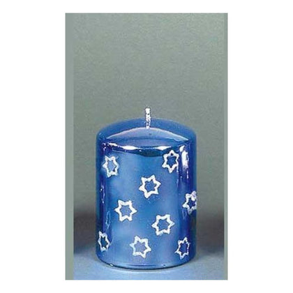 Candela natalizia decorata 100x75 mm - colore blu - addobbo natale