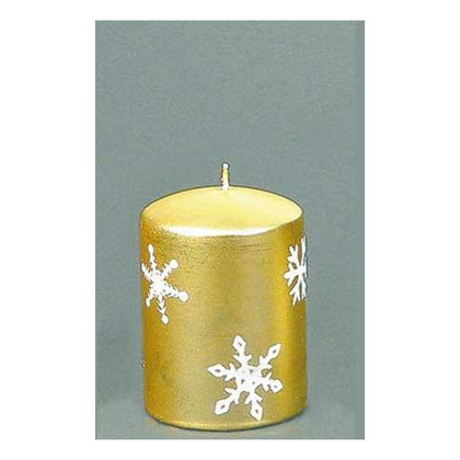 Candela satinata natalizia decorata 100x75 mm - colore oro - addobbo natale