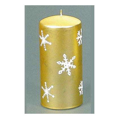 Candela satinata natalizia decorata 160x75 mm - colore oro - addobbo natale